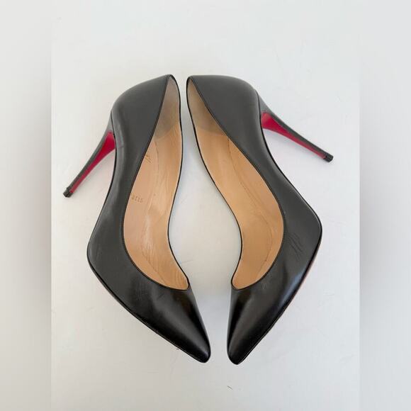 Christian Louboutin Black leather Pigalle 100mm pointed toe pumps EU 39.5 - Picture 4 of 10